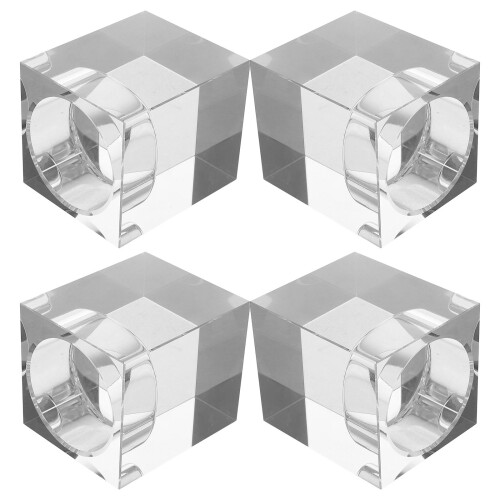 4pcs clear crystal square tealight holders for wedding decor