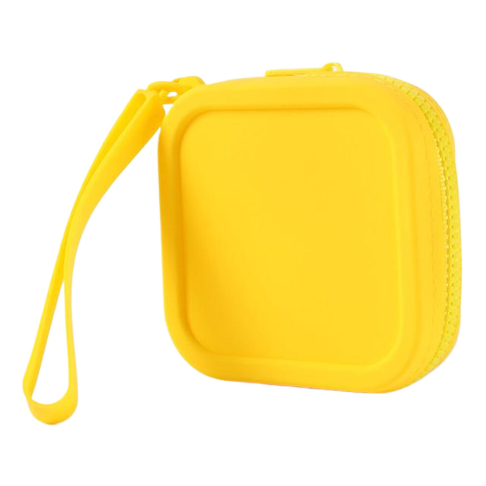 Unisex Yellow Small Square Silicone Small Purse Coin Wallet Small