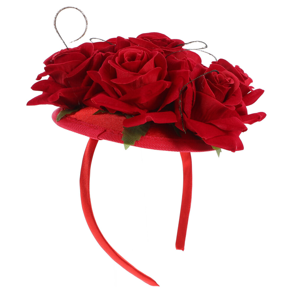 Ohphcall Unisex 4Pcs Fabric Rose Headband For Cosplay Party Hair Styling Costume