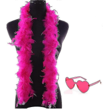 Feather Boas With Heart Rimless Sunglasses 4 Ft Feather Boa For Bachelor Party Halloween Christmas Costume Accessory Hot Pink