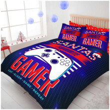 (Gamer Blue, Double) Gamer Duvet Cover Set Bedding Poly Cotton Single Double Size