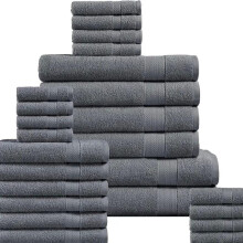 (Charcoal) Set of the 10 luxury towels includes 2 bath towel 70x 140cm, 4 hand towel 40x66 cm, 4 wash towel 30x30 100% Cotton