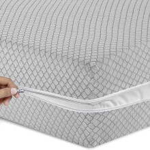 (Light Grey, King) Zipped Mattress Cover Full Encasement Anti Bed Bug Protector Mattress Protector