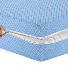 (Blue, Super King) Zipped Mattress Cover Full Encasement Anti Bed Bug Protector Mattress Protector