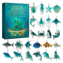 Marine Life Advent Calendar 2025 with 24 2D Flat Ocean Animals Ornaments Xmas Countdown Calendar