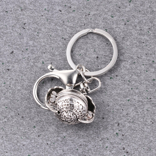 1pc multi-layer photo pendant keychain, openable ball locket (grey) 2