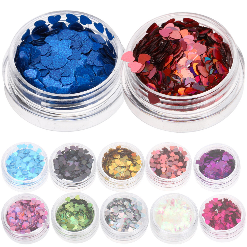 Inoomp 12 Boxes Love Heart Nail Sequins For Professional Diy