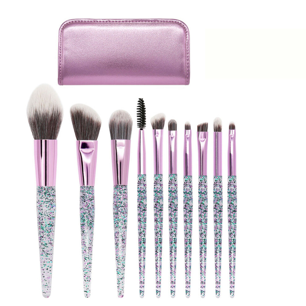 Artibetter 10Pcs Makeup Brushes Set With Unique Handle, Artificial Fiber, Pu Bag