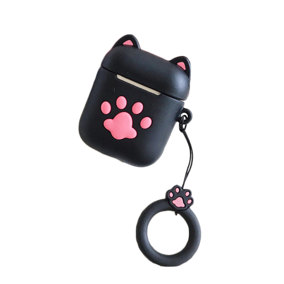 Cat Paw Silicone Earphone Case With Ring For 2 Black 3203266592624