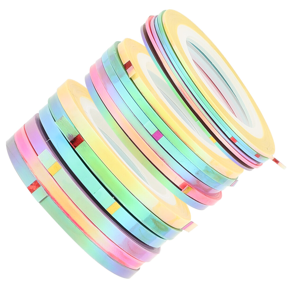 Artibetter 18 Rolls Nail Strips Tapes For Diy Nail Decoration Colored Tips
