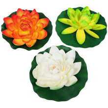 3pcs artificial floating lotus flowers with lily pads for aquariums ponds