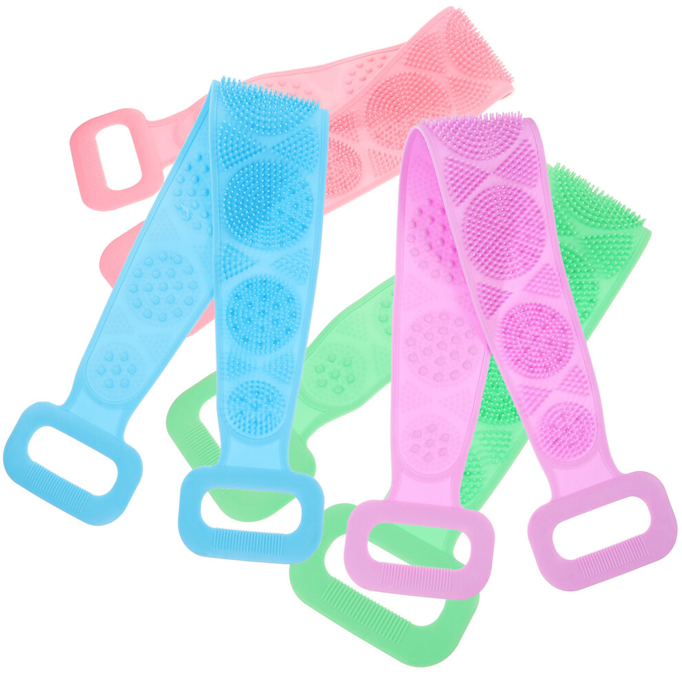 Villcase 4Pcs Long Bath Towels Shower Brushes Back Exfoliating Belts