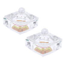 2pcs mini octagon glass crystal cups with lid for nail salon