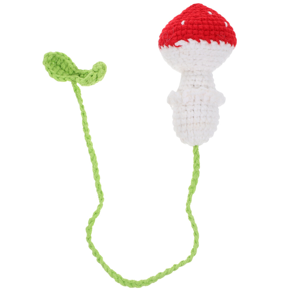 Crochet Mushroom Rearview Mirror Pendant Woven Ornament For Women 3203266509448