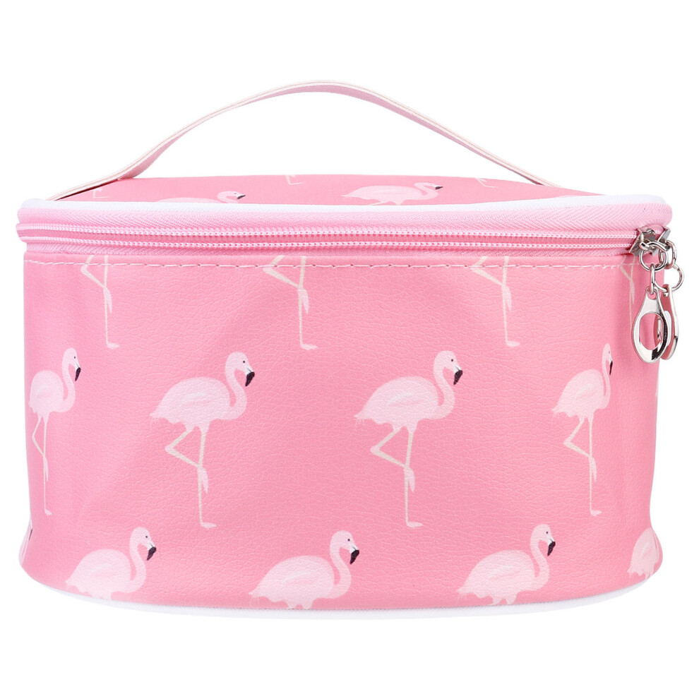 Vaguelly Cartoon Flamingo Pu Waterproof Cosmetic Bag Travel Organizer