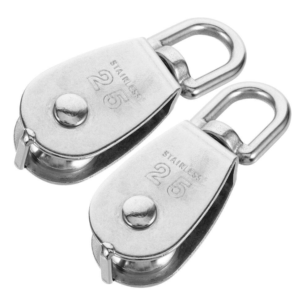 2Pcs Steel Load Bearing Pulleys For Lifting Towing With Cable Roller 3203351623202