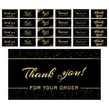300pcs black thank you cards for business, square small size