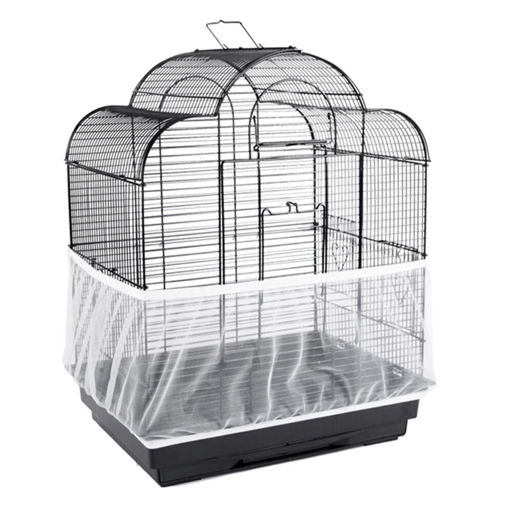 Seed Guard Nylon Mesh Bird Cage Cover Size S White Parrots And Birds Soft Easy-Cleaning Airy Fabric-image-OPC-PKGQF2C-NEW