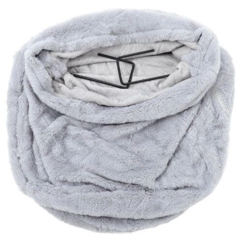 foldable cat window hammock bed with plush lining detachable grey