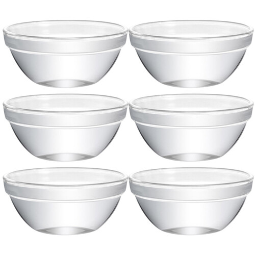 6 pcs glass bowls for fruit, ice cream, pudding, appetizers