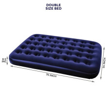 (Double Air Bed) Double Single Flocked Camping Airbed Inflatable Mattress Blow Up Air Bed Pump