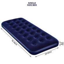 (Single Air Bed) Double Single Flocked Camping Airbed Inflatable Mattress Blow Up Air Bed Pump