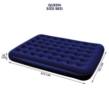 (QUEEN AIRBED ) Double Single Flocked Camping Airbed Inflatable Mattress Blow Up Air Bed