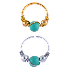 2 pcs nose ring studs piercing jewelry for women golden silver