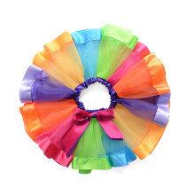 girls layered rainbow tutu skirt ruffle tiered dance dress 4-6 years