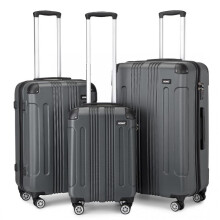 (3 Pieces Set) [MissLulu Bags] Panda Design ABS Hard Shell 19''/24''/28'' Suitcase Luggage with Combination Lock - Grey