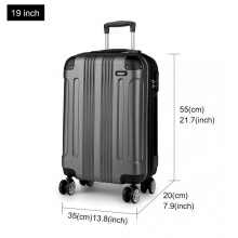 (19 Inch) [MissLulu Bags] Panda Design ABS Hard Shell 19''/24''/28'' Suitcase Luggage with Combination Lock - Grey