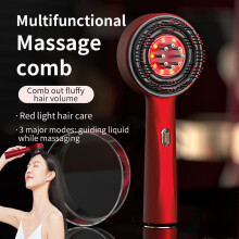 (Gray+Purple) Electric Liquid Massage Comb Red Light Hair Growth Comb Scalp Care Massager with Liquid Delivery Red/Gray Purple