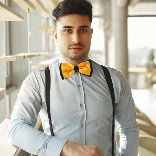 adjustable double solid color polyester bow tie for men wedding formal 2