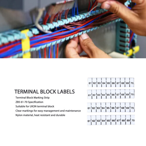100PCS UK3N Terminal Marker Labels, Nylon, Press Type, 10 Digits 2
