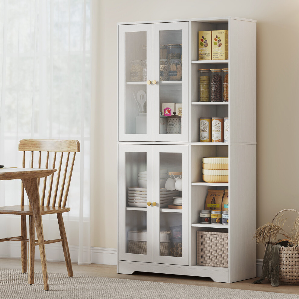 HOMCOM 172 cm Tall Kitchen Cupboard, Pantry Storage Cabinet in White - Image 6