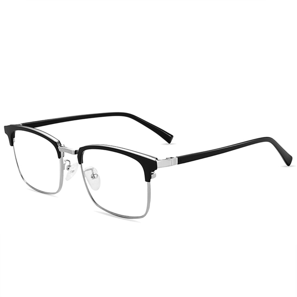 Stylish Oversized Reading Glasses Blue Light Blocking Readers Resin Lens TR Metal Frame Unisex Black 1.5x
