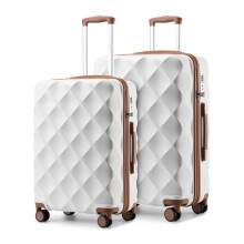(Check-in Sizes Bundle (24'' and 28'' only)) [MissLulu Bags] Bumpy Diamond Design Ultralight ABS and Polycarbonate 20''/24''/28'' Luggage Suitcase with TSA Lock and 13'' Vanity Case - C