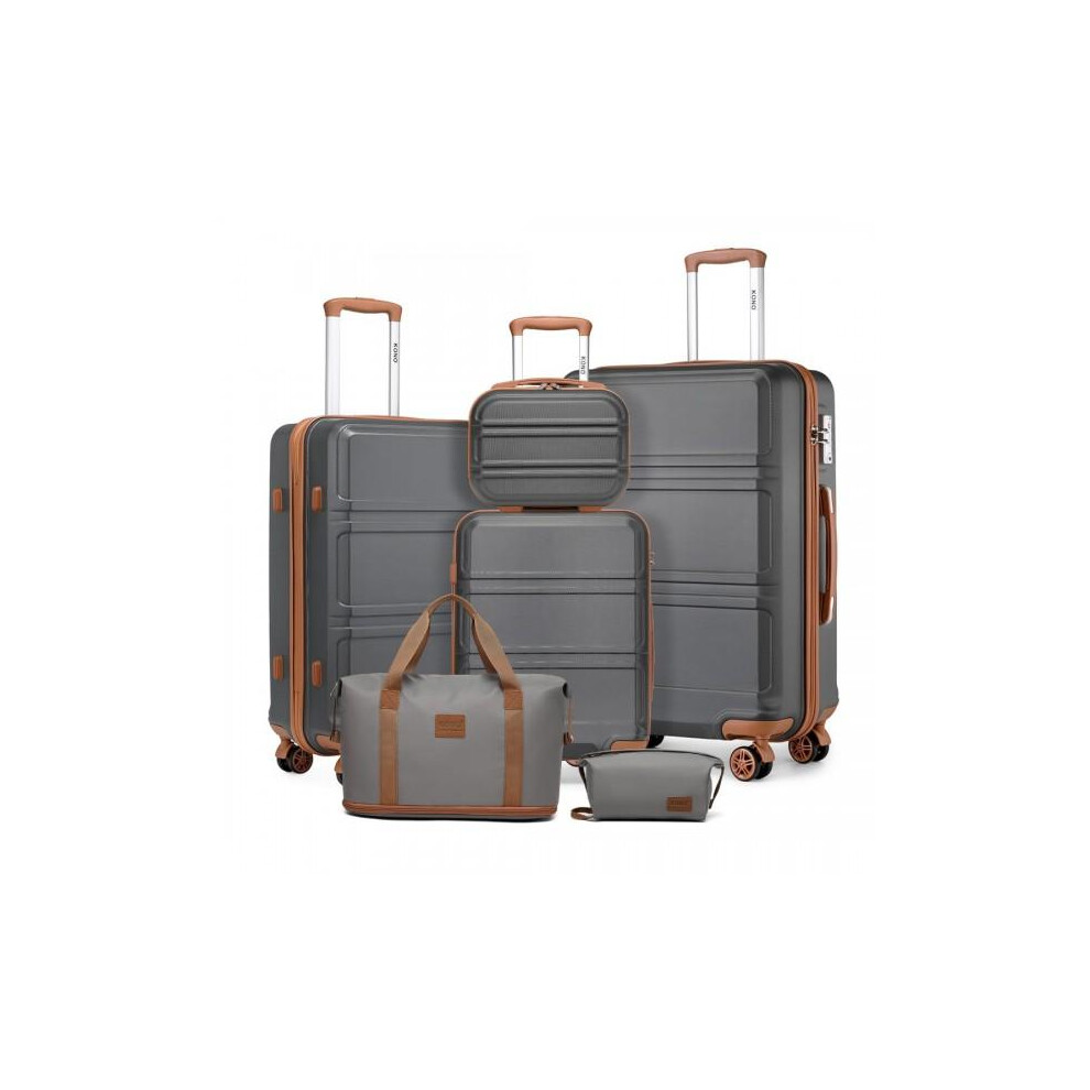 (5 PCS SET (20/24/28Inch&Vanity Case&Duffel Bag)) [MissLulu Bags] Sculpted Horizontal Design ABS 20''/24''/28'' Suitcase with TSA Lock and 12'' Vanity-image-OPC-PKGR7M5-NEW