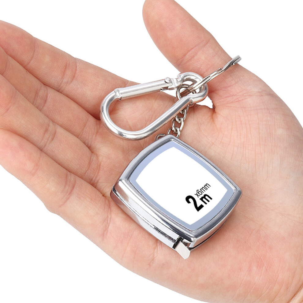 Mini Steel Tape Measure With Keychain 2 Meters Retractable Compact Tool 3571349610191