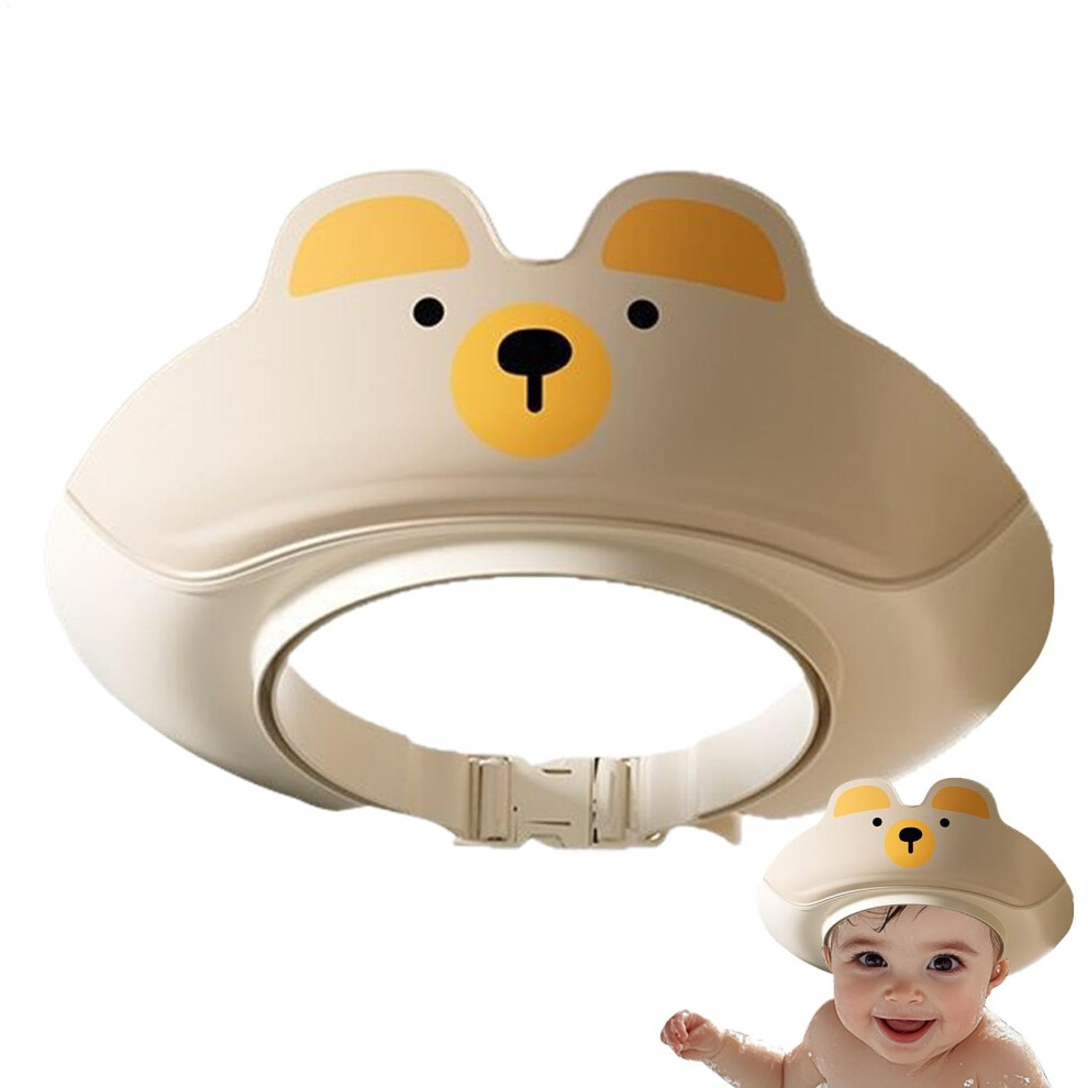 Toddler Bath Hat Waterproof Shower Cap For Toddlers Soft Adjustable Ear Protection Shampoo Visor Coffee Color