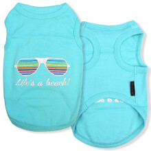 Camiseta parisina para perro  Camiseta bordada Lifes a Beach ligera  Camisetas 100% algodσn  Ropa de verano para perros  Camisas lavables a m