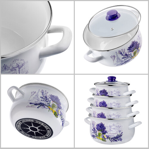 KADAX Set Emaille-Töpfe 2L, 3L, 4L, 5L Lavendel 2