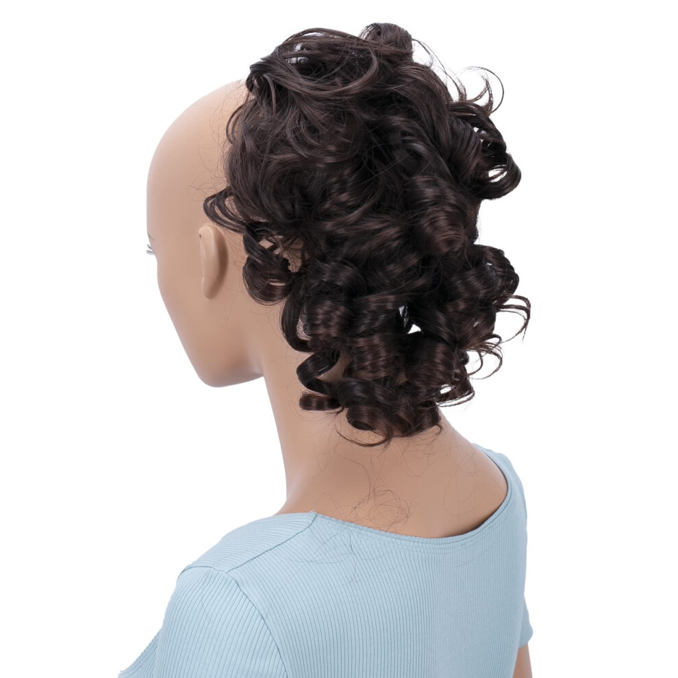 Caisha Unisex Brown Jumbo Hairpiece Scrunchy Updo Voluminous Curly Messy Bun Mix G4l