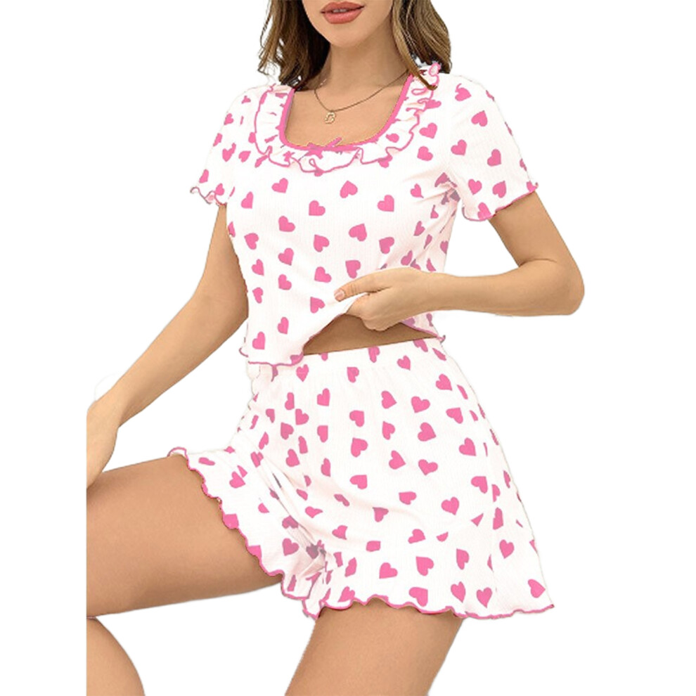 Women's Pink Pajamas Set 2Pieces Pj Set Sleepwear Loungewear- M