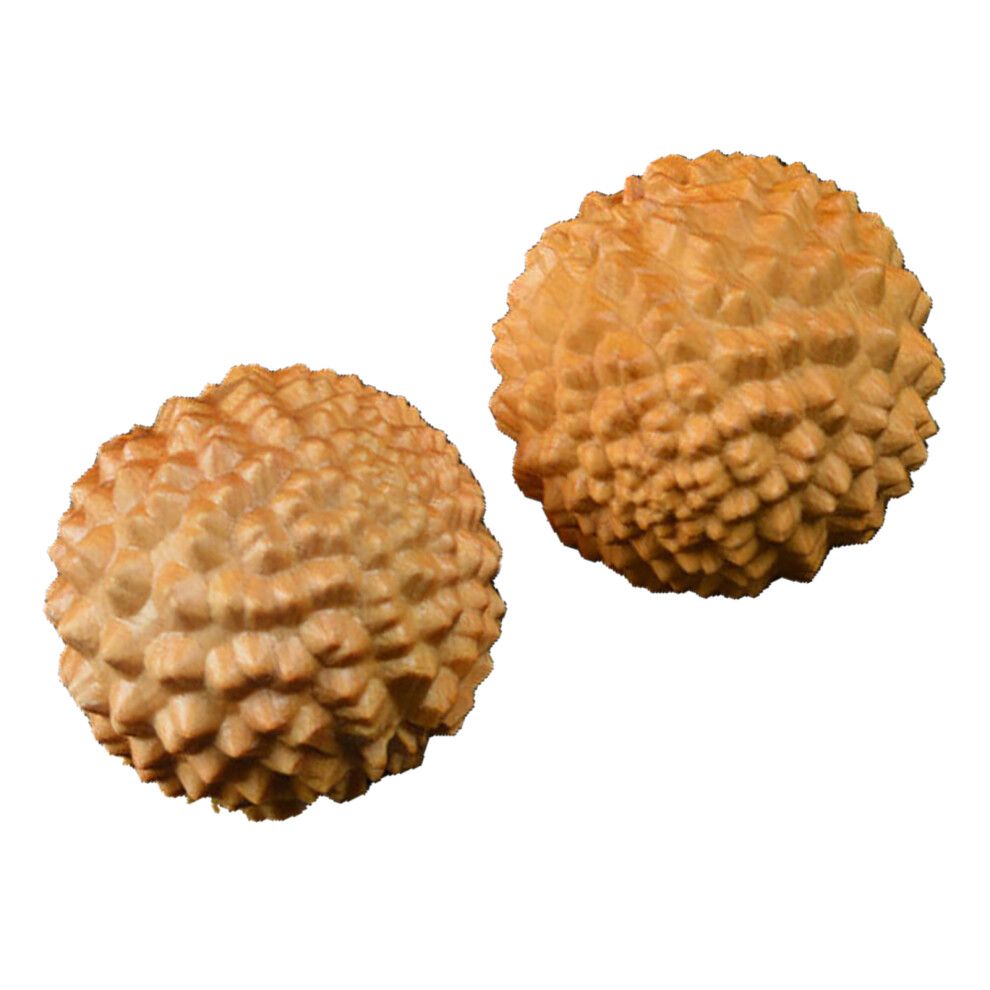 2pcs Spiky Wooden Hand Massage Balls for Elderly - Cypress Portable Relaxation