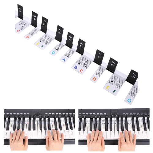 88-Key Piano Keyboard Sticker Piano Notes Guide Labels-color 2