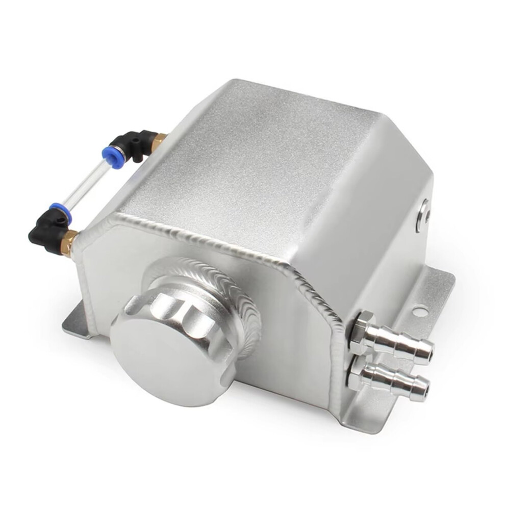 Aluminum Car Engine Coolant Overflow Reservoir Water Tank 1L/2L Level Indicator Breather Motorbike Radiators Silver 9084446916379
