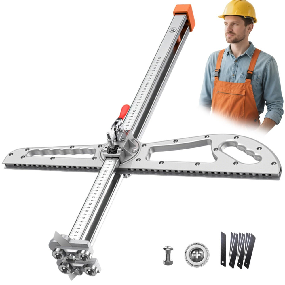 Drywall Cutting Tools Foldable Hand Push Dual Position Gypsum Board Cutter 1.5-61 Cm Adjustable Blade Aluminum Alloy 25-Wheel 9084446916409
