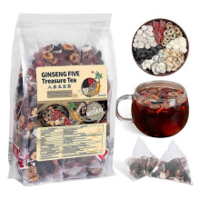 (1 Pack/25 Bags) Ginseng Five Treasures Tea Kidney Nourishing Tea Natural Organic Precious Chinese Herbal Medicine for Daily Drinking, Kidney Health