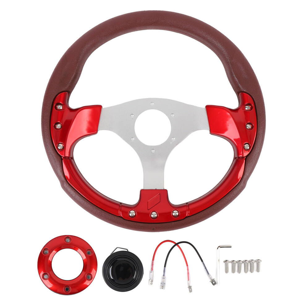 13In Universal Racing Steering Wheel Shockproof Pu Red 8320539317236